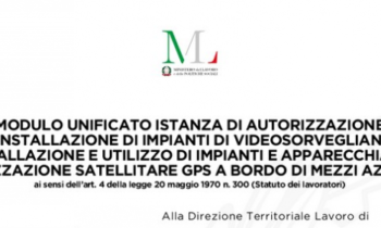 Intestazione del nuovo modulo per l'autorizzazione all'installazione di impianti di videosorveglianza.