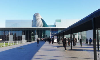 Ingresso al complesso della Fiera Rho-Milano dove si terrà la fiera Sicurezza 2019.